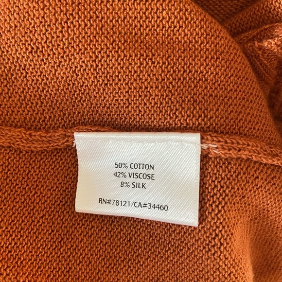 Eileen Fisher open cardigan size M in pumpkin color, cotton/silk blend - Picture 4 of 5